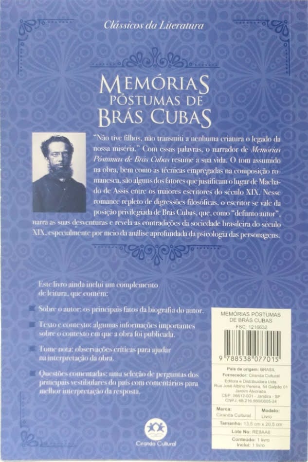 Memórias póstumas de Brás Cubas” de Machado de Assis – Clube de Literatura  Clássica