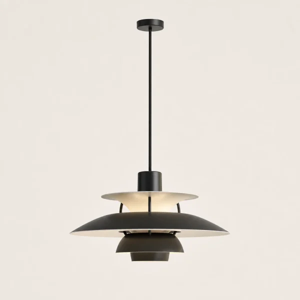 Lustre pendente minimalista multicamadas em acabamento escuro