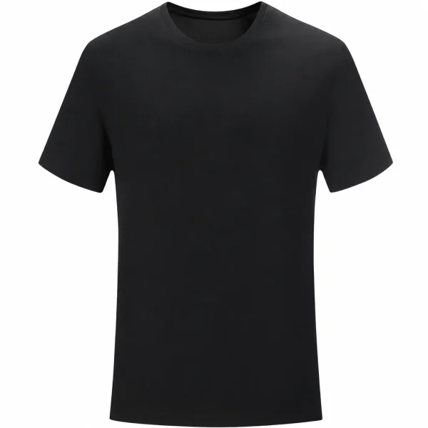 Camiseta masculina lisa preta de manga curta e gola redonda