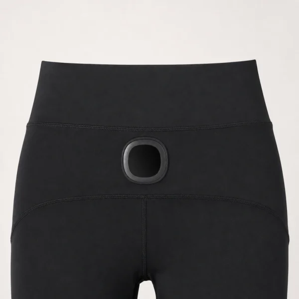 Detalhe da calça legging de yoga com EMS e aquecimento